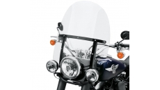 King-Size H-D Detachables Windshield for FL Softail Models - 21 in. Clear, Gloss Black Braces