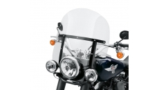 King-Size H-D Detachables Windshield for FL Softail Models - 18 in. Light Smoke, Gloss Black Brace