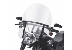 King-Size H-D Detachables Windshield for FL Softail Models - 21 in. Clear, Gloss Black Braces